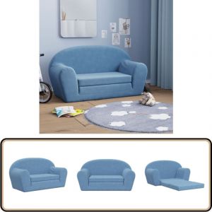 Canap&eacute;-lit pour enfants 2 places bleu peluche douce - Canap&eacute; Lit Enfant - Canap&eacute; B&eacute;b&eacute; - Mobilier Enfant - Meuble Chambre Enfant - Fauteuil Enfant
