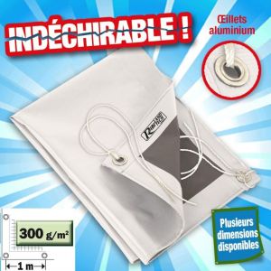 Outiror - bâche blanche en 300 GR/M2 , pvc avec oeillets et cordelette Dimensions: 2m x 3m