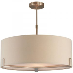 Endon - Suspension &agrave; bras multiples, plaque nickel satin&eacute;, tissu gris ardoise