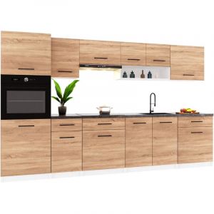 Cuisine compl&egrave;te VIKI BOIS ch&ecirc;ne 300 cm avec colonne four 9 &eacute;l&eacute;ments 18 mm