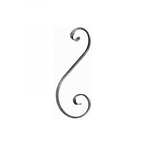 Deco Fer Forge - Volute en s in&eacute;gale finition queue de carpe - Hauteur 270mm Largeur 110mm Plat lisse 16x6mm - Fer forg&eacute; - &agrave; souder