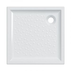 Receveur de douche 70x70 cm en gr&egrave;s porcelain&eacute; blanc mat - Geberit Bastia