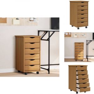 Vidaxl - Armoire roulante avec tiroirs moss bois de pin marron miel - Meuble Roulant - Commode - Classement - Rangement - Tiroir