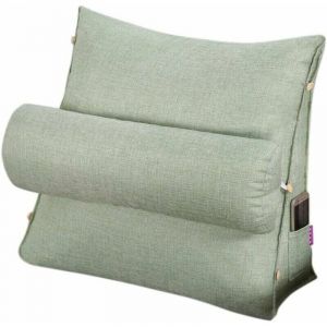 Oreiller de lecture et de t&eacute;l&eacute;vision, oreiller de coussin de cale de dos avec r&eacute;glable et poches, oreiller de dos de triangle, oreiller de lit de