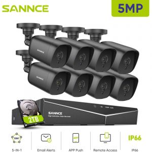 8CH Kit de vidéosurveillance vidéo 5MN dvr 8 × 5MP caméra étanche ir Vision nocturne système de caméra de sécurité d'accès à distance-disque dur de 2