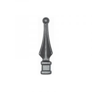 Pointe de lance &agrave; 4 faces et extr&eacute;mit&eacute; en boule - H210mm L50mm base carr&eacute; de 40mm - Fer forg&eacute; - &agrave; souder Deco Fer Forge