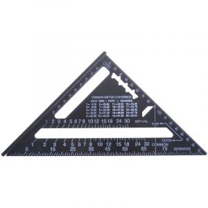 Ensoleille - 180mm(7pouces) Aluminium Règle Équerre de Triangle Rapporteur Multifonction Equerre Menuisier 45-90 Degres Carpenter Outil de