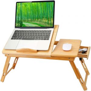 Table de lit pliante en bambou, table pour ordinateur portable,ordinateur portable lapdesk, réglable en hauteur, table de petit-déjeuner, pour sol de