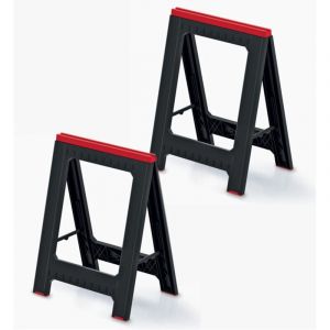Tr&eacute;teaux Titan Stand noir et rouge (Lot de 2)