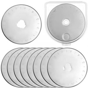 10 pièces Lames de Rechange pour Cutter Rotatif 45 mm - Acier SKS-7 de Haute qualité, avec Trou en Forme de Fleur de Prune - avec boîte de Rangement
