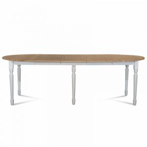 Table ronde 6 pieds tournés 115 cm + 3 rallonges bois - victoria - Blanc