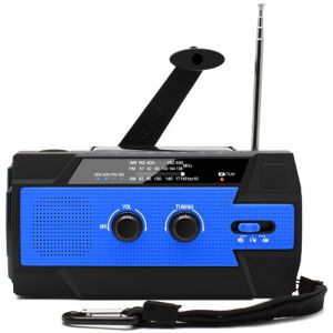 Radio Solaire à Manivelle Portable Radio Dynamo Rechargeable avec am/fm/wb Batterie Rechargeable Intégrée 4000mAh 4 Modes Lampe de Poche led Alarme