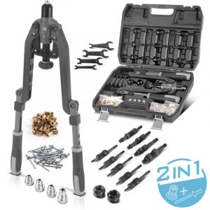 Jeu de pinces &agrave; &eacute;crous &agrave; river et &agrave; rivets aveugles 85 pi&egrave;ces Pince &agrave; river 2 en 1 - Stahlwerk