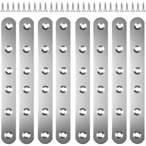 8 Pi&egrave;ces Patte d Assemblage Metal, 165mmx20 Connecteurs Plats en Acier Inoxydable Equerre Plate Inox avec Vis Assemblage M&eacute;tallique pour R&eacute;parer