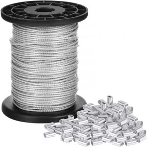 Câble métallique en acier inoxydable de 1/16 - 50 m - 1,5 mm - Câble métallique à suspendre - Noyau de 7 x 7 brins - Résistance à la rupture : 167 kg