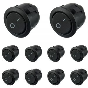 Memkey - Interrupteur à bascule rond noir 10 pièces marche/arrêt 2 broches ac 6A (250V) 10A (125V) spst Appuyez sur le bouton à bascule pour Auto