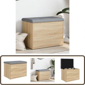 Banc de rangement chêne sonoma 62x42x45 cm bois d'ingénierie - Banc Coffre - Banc Rangement Intérieur - Banc Entrée - Meuble Rangement - Banc Design