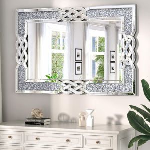Miroir Murale Design Salon - Miroir Mural Décoratif Rectangulaire Miroirs Muraux Cadre en Verre pour Chambre Salle de Bain - l 90x60cm