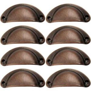 8 Pcs Poign&eacute;e de Coquille, Poign&eacute;e Coquille R&eacute;tro, Tiroir Poign&eacute;e, Poign&eacute;e de Meubles, pour Penderies, Armoire, Tiroirs (Rouge antique)