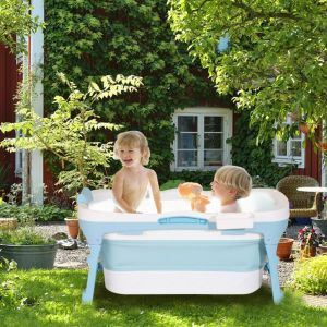 Randaco Baignoire pliable pour adulte avec Couvercle amovible Baignoire PP+TPE- pour petite salle de bain 118x60x50cm
