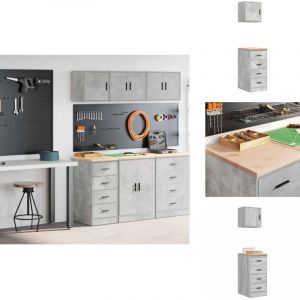 Armoires de garage 2 pcs gris béton bois d'ingénierie - Armoire De Garage - Armoires De Garage - Armoire De Rangement De Garage - Armoire à Outils