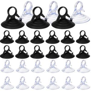 60 Pi&egrave;ces Ventouse pare Soleil, 45mm Ventouse Sans Crochets Ventouse, PVC Ventouses Mini Ventouse Transparente et Noire Ventouse, Ventouse pour