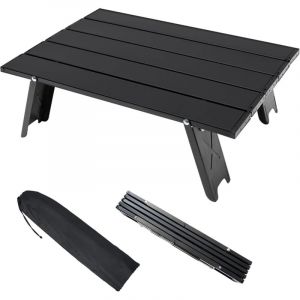 Table de camping pliante, mini table pliable l&eacute;g&egrave;re en aluminium avec sac de transport, petite table d'appoint pratique enroulable pour barbecue,