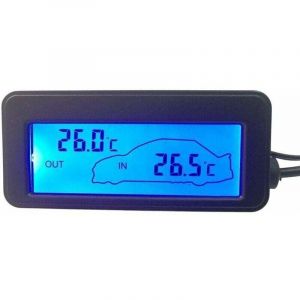 Thermometre Interieur Exterieur pour Voiture 12V Thermom&egrave;tre Num&eacute;rique Thermom&egrave;tre De Voiture R&eacute;tro-&eacute;clairage Mini Thermom&egrave;tre LCD Voiture &agrave;