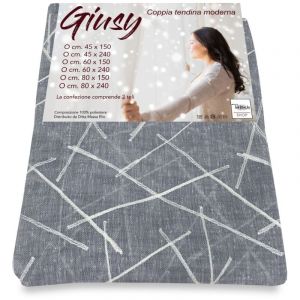 Tex Family - paire de rideaux en verre moderne de 45, 60 ou 80 giusy gris la paire (2 rideaux) cm. 45x150