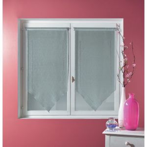 Homemaison - Petit Rideau en Pointe Etamine Brod&eacute;e Ajour&eacute;e Gris Gris clair 45x120cm