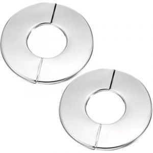 Lot de 2, cache-tuyau mural fendu, cache-tuyau en acier inoxydable, cache-tuyau rond de 27 mm de diam&egrave;tre, syst&egrave;me de clic, argent
