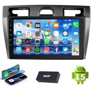 Essgoo - Autoradio 9 pouces Android 15 pour Ford Fiesta MK5 2002-2008, Apple Carplay, wifi - 4+64G dab+