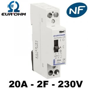 Eur Ohm - Contacteur Jour/Nuit 20A - 2P - 2F avec sélecteur 3 positions