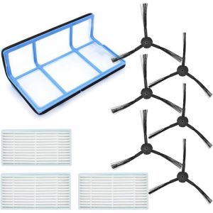 Kit d'accessoires pour ILIFE V3 V3s V5 V5s V5s pro Aspirateur, Pi&egrave;ces de rechange 6 brosses lat&eacute;rales, 3 filtre Hepa, 1 filtre primaire