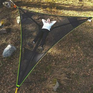 Lifcausal - Hamac Aérien Géant Triangulaire pour Camping Extérieur Multiplace Portable Confortable Jardin/Terrasse avec Structure Pliable