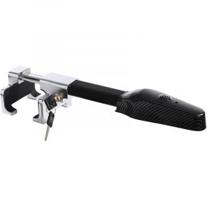 Gojoy - Antivol de volant de voiture avec alarme, 130 dB, appareil antivol lourd, pour voiture, rétractable, ajustement universel, noir