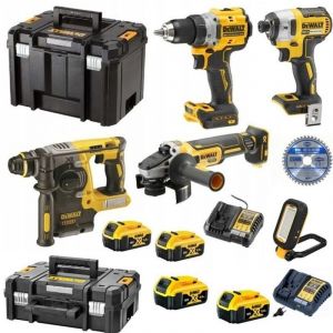 PACK 5 OUTILS DEWALT ,4 batteries 5Ah 18v,2 chargeurs + disque.DCD800/DCF887/DCH273/DCG405/DCL182-XJ