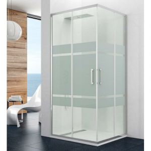 Paroi de douche d'angle prestige verre sérigraphié 100X90 - Mesure 1: 97-100 / Mesure 2: 87-90