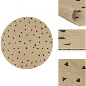 Vidaxl - Tapis fait à la main Jute avec imprimé à triangles 120 cm - Tapis En Jute - Tapis Artisanal - Tapis Triangle - Tapis Déco - Tapis Salon