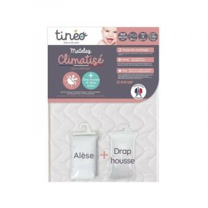 Tineo - Matelas climatis&eacute; 60x120 cm + drap housse + alese (lot)