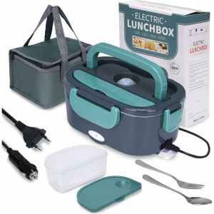 Lunch Box Chauffante, 3 en 1 Boite Chauffante Repas(12V / 24V / 220V), 1.5L Portable Gamelle Chauffante, 60W Boite a Repas Chauffante pour Voiture,