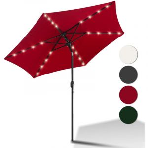 Swanew Parasol de jardin rond,protection uv jusqu'à UV30+, Inclinable,acve support et LED,270cm,Rouge