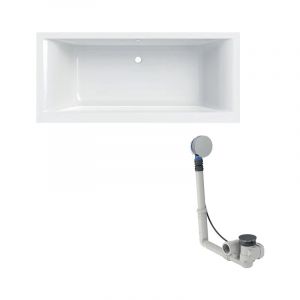 Geberit - Baignoire acrylique sanitaire rectangulaire renova plan Duo 180x80cm avec pieds et vidage K150616216