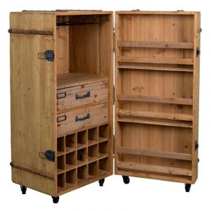 Meuble bar &agrave; vin vintage - Naturel - LICO