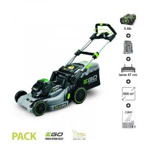 Tondeuse gazon &eacute;lectrique sans fil tract&eacute;e Ego Power plus coupe 47 cm batterie 56V-5Ah LM1903E-SP