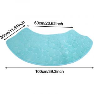 Tapis de douche incurv&eacute;, antid&eacute;rapant, lavable, absorbant, pour douche d'angle, baignoire ou buanderie, 30 x 60 x 100 cm (bleu)