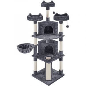 Yaheetech - Arbre a Chat Géant 193 cm avec Griffoir Arbre à Chat Design Arbre à Gratter Tour de Jeux avec 2 Grottes Spacieux 3 Plateformes Planche à