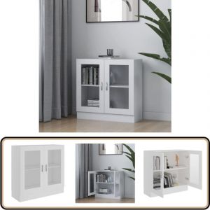 Armoire à vitrine Blanc 82,5x30,5x80 cm Bois d'ingénierie - Bibliothèque Blanche - Meuble De Rangement - Armoire Vitrée - Étagère Ouverte - Mobilier