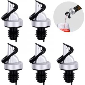 5Pcs Bouchons et Becs Verseurs pour Huile Doseur Alcool Bouchon Huile d'olive Bouchon Verseur Huile Argent