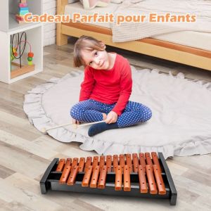 Xylophone 25 Notes Glockenspiel &Eacute;ducatif en Bois avec 2 Maillets et Sac de Transport pour Enfants/Adulte Marron et Noir CW3058 design in